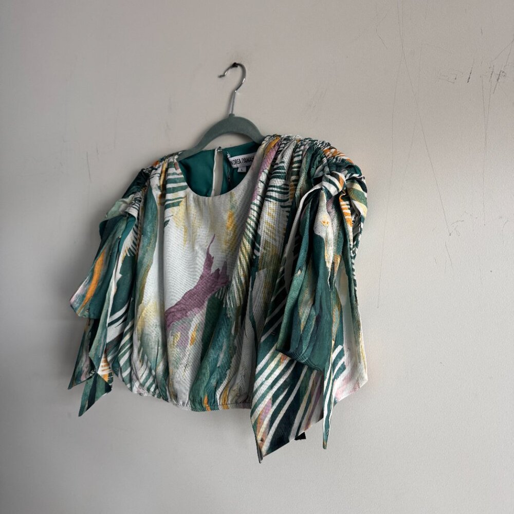 ANDREA IYAMAH HALIMA ABSTRACT BARK CROPPED TOP NWT, Size L - Picture 12 of 17